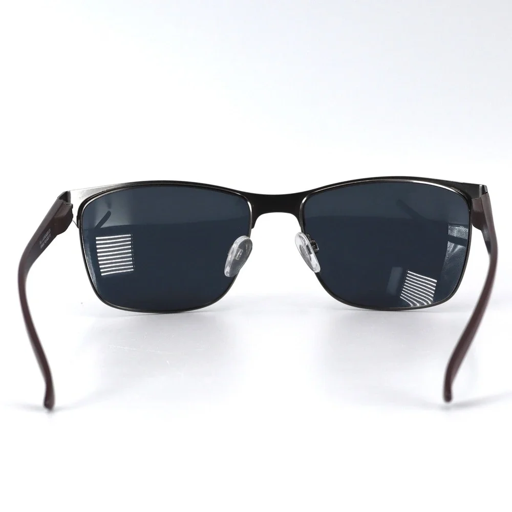 Piranha Sunglasses Mens Brown‎ Polarized Rectangular Metal Frame Shades 64343